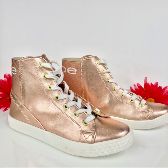 rose gold high top sneakers